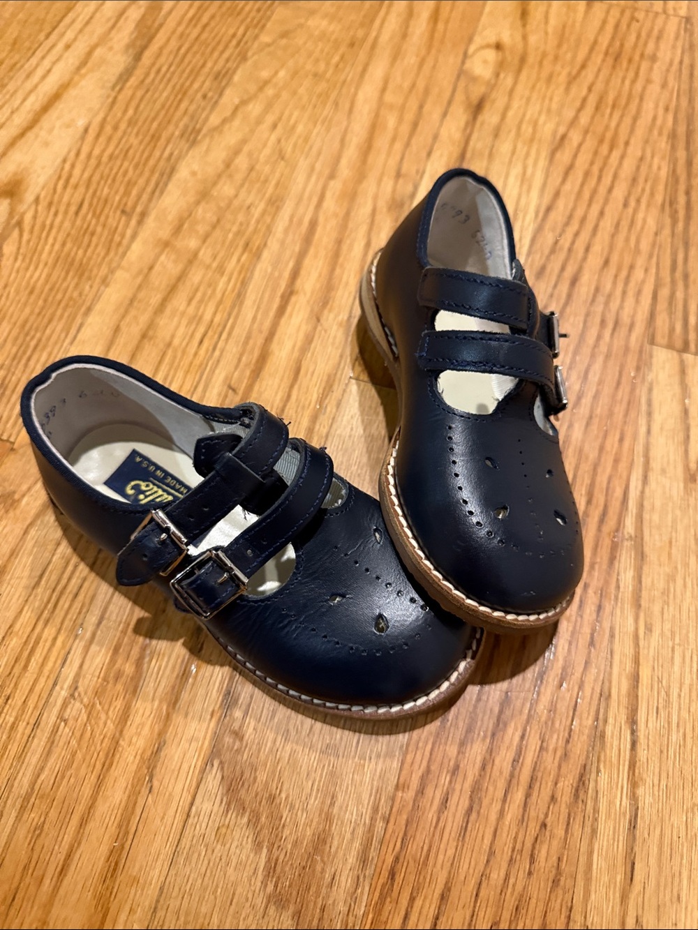 Amilio Navy Mary Jane Kids Shoes with Double Buckle